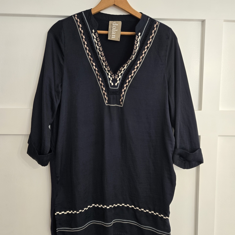 Dolan Navy Tunic with White Embroidery